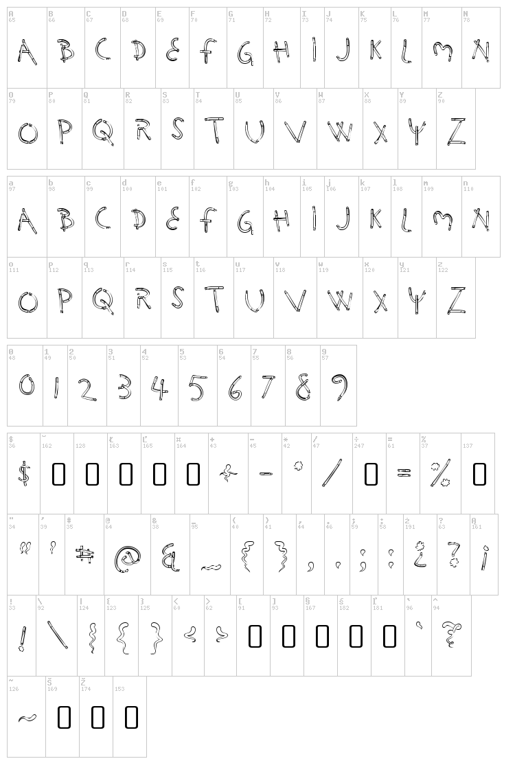 Holy Smokes font map